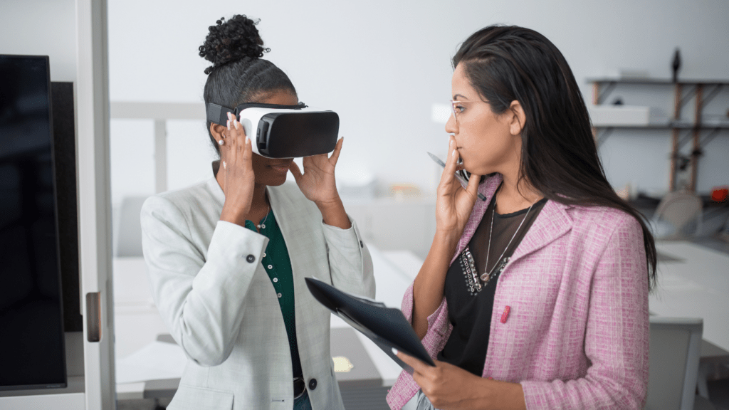 Woman using VR