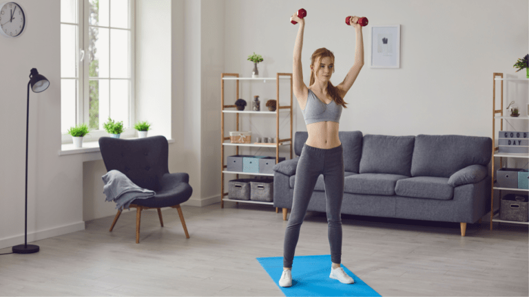 Woman work out at home